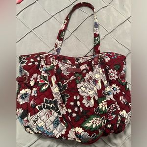 Vera Bradley Women's Cotton Glenna Satchel Purse Bordeaux Blooms